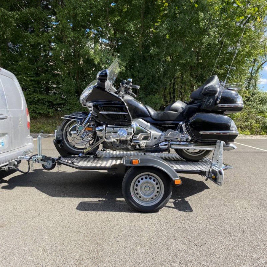 Kit rimorchio portamoto abbassabile e pieghevole Cochet singolo con accessori