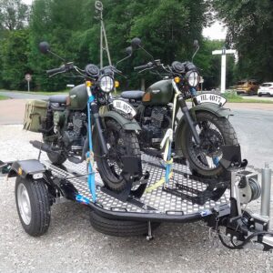 Kit rimorchio portamoto abbassabile e pieghevole Cochet doppio con accessori